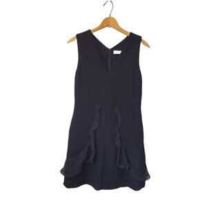 See By Chloe Black Sleeveless A Line Dress with Sheer Lace Ruffles Size 36